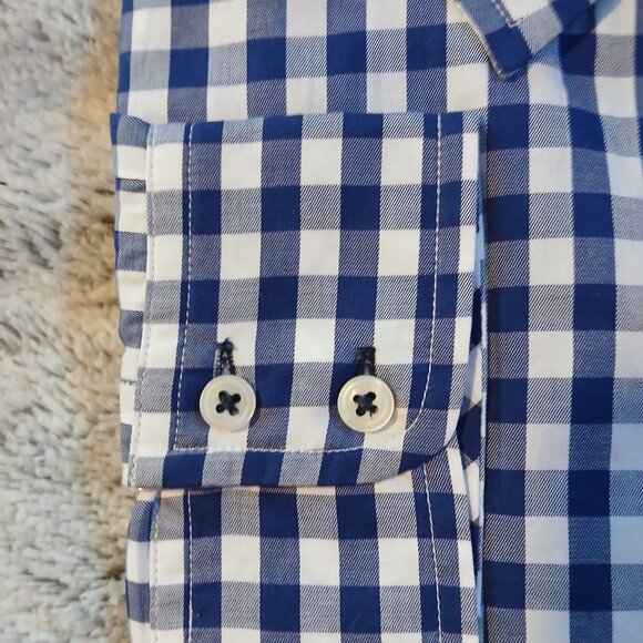 Untuckit Belleza Women's Button Up Long Sleeve Blue Gingham Shirt SZ 4 - Picture 6 of 7